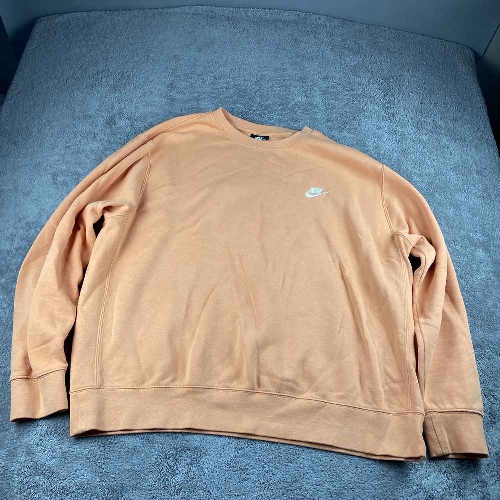 Nike Sweatshirt Mens XL Orange Club Fleece Crewneck Pullover